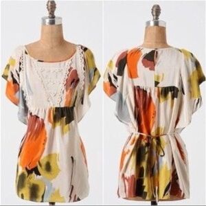 Anthropologie Edme & Esyllte Cream Colored 100% Silk Fairy Top